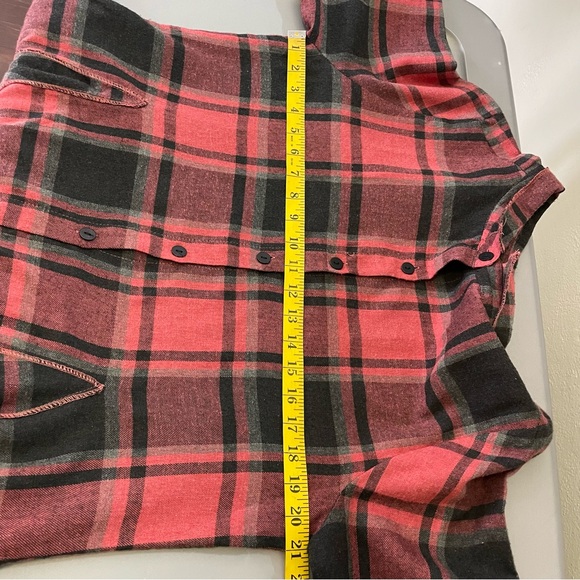 Tulip Flannel Midi Shirt Dress Duster M Red Plaid Winter Fall Lumberjack Grunge - Picture 12 of 13
